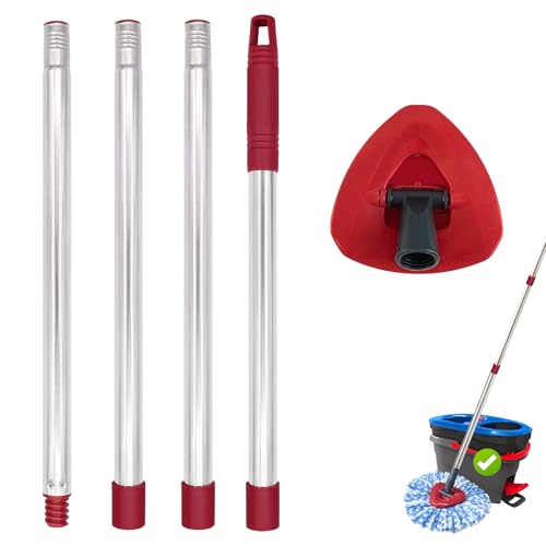 Mop Handle for Ocedar, Mop Handle for O Cedar, Spin Mop Replacement Handle for O Cedar, 4-Section Spin Mop Handles and Base for Ocedar, 30" to 58" Mop Stick Pole Handle and Base for Ocedar Spin Mop - size: Mop Handle with 2 Tank Base