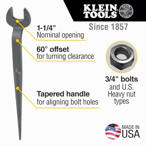 Klein Tools Canvas Bucket and Spud Wrench, 75-Pound Load Rated Bucket with Black Molded Bottom and 3/4-Inch Bolt Alloy Steel Heavy Nut Wrench