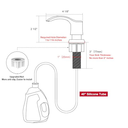 GAGALIFE Kitchen Sink Soap Dispenser - Sink Soap Dispenser Pump with 40" Silicone Soap Dispenser Extension Soap Tube (Matte Black), Say Goodbye to Frequent Refills G080-1B - color: Matte Black, size: with Hose