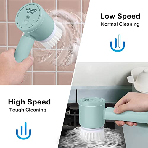 Electric Spin Scrubber, 3-in-1 Cordless Rechargeable Shower Scrubber with 3 Replaceable Cleaning Brush Heads for Bathroom/Kitchen/Floor/Tile