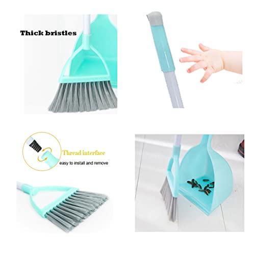 Mini Broom with Dustpan for Kids,Little Housekeeping Helper Set (White+Sky Blue) - color: White+sky Blue