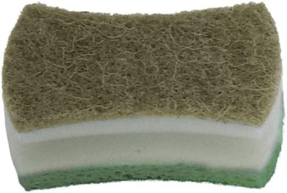 Natural Scrub Sponge Scouring Pad - Sisal Plant Based Sponge Scrubber Non Scratch Eco Friendly, 2 Side Cellulose and Sisal for Nonstick Cookeware, Glasses, Dishes. by Superio (Green) - color: Green