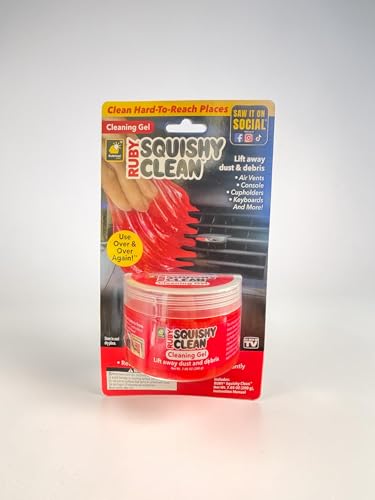 Ruby Squishy Clean™ Cleaning Gel, Lifts Dust & Debris, for Air Vents, Keyboards, Consoles, 7.05 oz