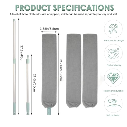 Retractable Gap Dust Cleaner, Long Handle CleaningTool with 3 Washable Microfiber Dusting Cloths, Duster Brush for Cleaning Under Appliances