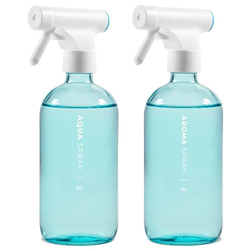 MAISONOVO Blue Glass Spray Bottles 16 Oz Pack of 2 - Blue Spray Bottle for Plants with Fortified Glass & Fine Mist - Ideal for Plant Care, Gardening, Misting, Seedlings & Indoor Plants - 16 Labels - color: Blue