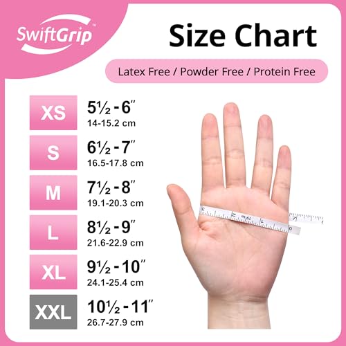 SwiftGrip Pink Nitrile Gloves, 3-mil, Industrial Gloves Disposable Latex Free, for Cleaning & Esthetician, Rubber Powder-Free, 100-ct Box (Small) - size: Small