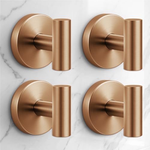 Heavy Duty Suction Cup Hooks for Glass Window,Tile,Mirror,Removable Shower Hooks for Inside Shower,Metal Towel Hooks for Bathroom,4 Pack(Bronze) - color: Bronze, size: 4 Pack