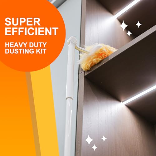 Heavy Duty Multi Surface 360°Heavy Duty 20 Duster Refills & 1 Handle, Compatible with Swiffer Dusters，Disposable Dusters for Cleaning - size: 20 Count with Extendable Handle (Pack of 1)