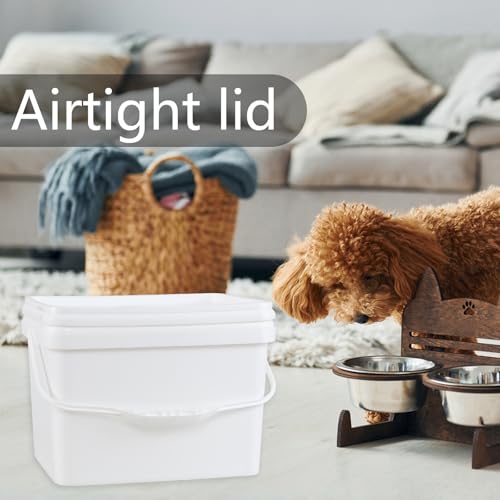 4 Packs 5 Gallon Plastic Food Storage Bucket with Lid, Airtight Plastic Buckets with Handles, White - size: 5 Gallon