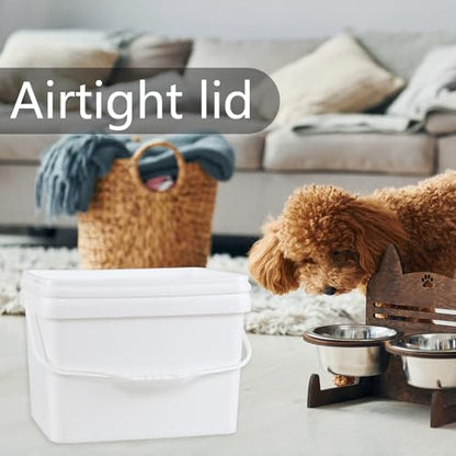 4 Packs 5 Gallon Plastic Food Storage Bucket with Lid, Airtight Plastic Buckets with Handles, White - size: 5 Gallon