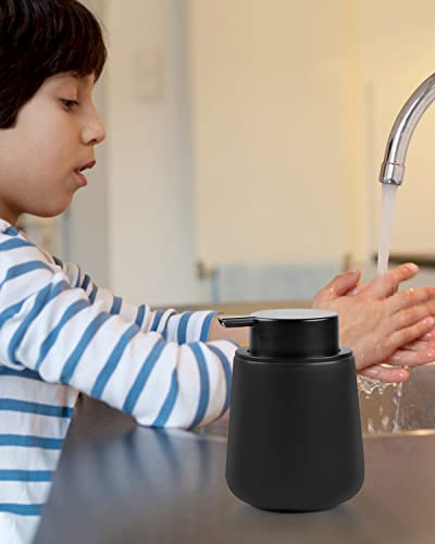 Bosilunlife Black Lotion Dispenser - 12Oz Ceramic Soap Dispenser Bathroom Refillable Liquid Hand Wash Dispenser for Bathroom Kitchen Dish Soap Dispenser with Easy-to-Press Pump - color: Matte Black