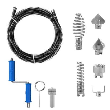 Drain Snake, Drain Auger with Drill Attachment, 16.4 Feet By 12 MM Plumbing Snake Auto Feed Flexible Hair Drain Clog Remover for Kitchen, Bathrom and Shower Sink