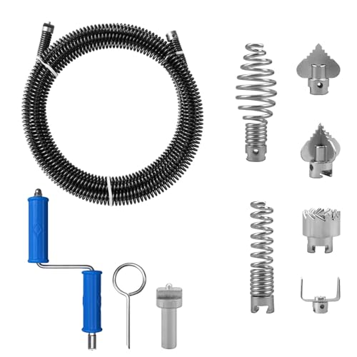 Drain Snake, Drain Auger with Drill Attachment, 16.4 Feet By 12 MM Plumbing Snake Auto Feed Flexible Hair Drain Clog Remover for Kitchen, Bathrom and Shower Sink