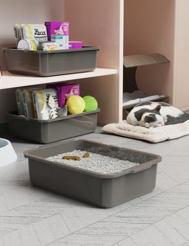 Gray 13 L Commercial Bus Tubs/Tote Box, Plastic Storage Wash Basin Tub, 5-Pack - color: Grey, size: 13 Liter-Grey