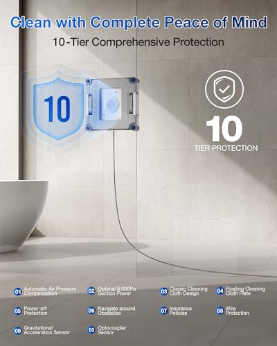 ECOVACS WINBOT W2S Window Cleaning Robot, Intelligent Edge-to-Edge Cleaning with TruEdge Scrubbers, 3 Water Nozzles, 10-Level Safety System, Win-SLAM 4.0 Route Planning, Even Climbing System - size: W2S