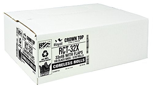 Aluf Plastics Star Sealed Coreless Rolls with E-Z Tie Flap Closure, 40-45 gal, Polyethylene, 33" x 46", Black (Pack of 100) - style: 42 Gal, 1.5 Mil Equiv, 100 Count