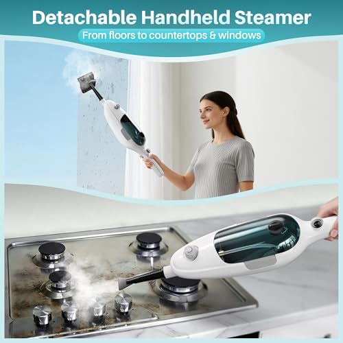 JOYMOOP Steam Mop & Handheld Steam Cleaner, 1100W Electric Steam Cleaner for Home, Fast Heat 20s, Adjustable Steam, Detachable Water Tank, 11 Accessories for Floors, Windows, Clothes - size: 5 Microfiber pads