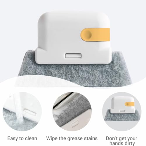 Magic Window Track Cleaner, Multifuction Window Groove Cleaning Brush with Replacement, Window Sliding Door Track Cleaner Household Use, Sliding Door, Track, Sill, Tile Lines, Shutter - color: Yellow
