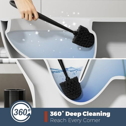 Holaloha Toilet Brush, 4 Pack Toilet Brush and Holder Set Bathroom Accessories, Toilet Bowl Brush and Holder with 4 Crevice Brush for Bathroom, Toilet Scrubber Brush, Black - color: Black