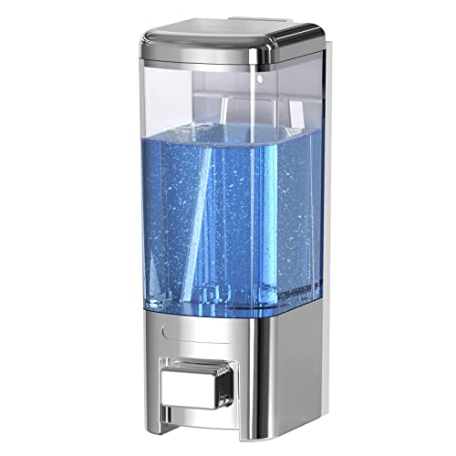 Manual Soap Dispenser, 17oz/500ml Wall Mount, Large Capacity Kitchen Bathroom Hand Soap Dispenser, Commercial Refillable Shampoo Shower Gel Lotion Dispenser, Chrome - color: Chrome 500ml