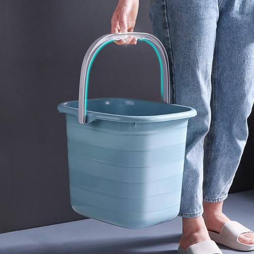 Didiseaon Plastic Bucket with Handle Rectangular Tub Portable Water Pail Utility Storage Bucket for Household Cleaning Supplies 11L, 26.00X24.50X18.50CM