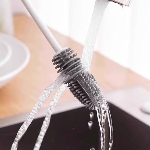 2 Pack Long-Handled Silicone Cleaning Brush - Versatile Cup & Bottle Cleaner, Reusable Scrubber for Kitchen, Bathroom & Car, Long Handle for Easy Reach