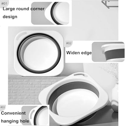 2 Pack Collapsible Plastic Wash Basin 5L (1.4 Gallon), Kitchen Dishpan, Floding Small Bathtub, Space Saving Plastic Wash Bin for Dorm Camping Supplies Fishing Travel and Home (Grey 2 pcs) - color: Grey 2 Pcs