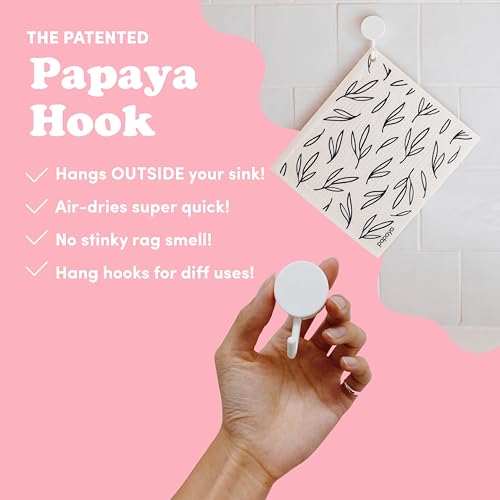 Papaya Reusable Paper Towels, Premium Swedish Dishcloths with Hook, Non-Scratch Reusable Paper Towel, 1 Sheet Replaces 17 Rolls - 2 Sheets, 1 Hook - color: Call Me Twiggy