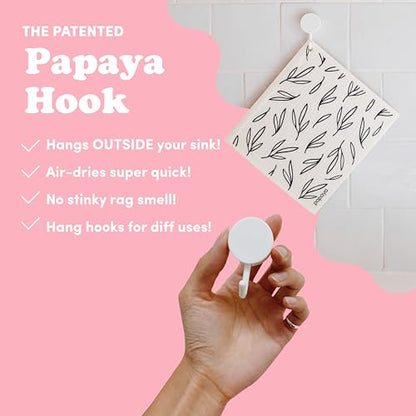 Papaya Reusable Paper Towels, Premium Swedish Dishcloths with Hook, Non-Scratch Reusable Paper Towel, 1 Sheet Replaces 17 Rolls - 2 Sheets, 1 Hook - color: Call Me Twiggy