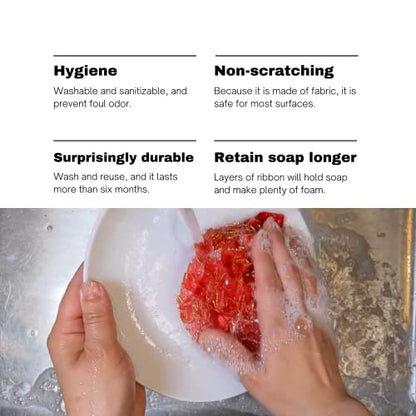 Reusable sponge, washable scrubber, non-scratching, odorless dish scrubbie - Peony collection 1ct (Grey) - color: Gray