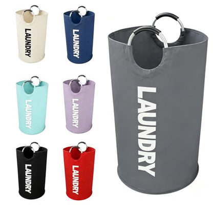 A large 90 liter laundry basket that can be folded for easy carrying. Suitable for bathrooms, laundry rooms, and travel (grey) - color: grey