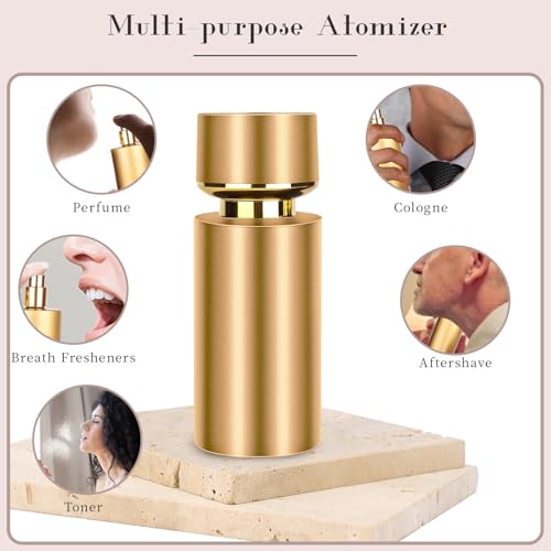 2pcs 50ml Glass Spray Bottle for Perfume,Refillable Travel Perfume Atomizer Bottles,Gold Portable Cologne Atomizer Empty Bottle. (Gold*2) - color: Gold*2