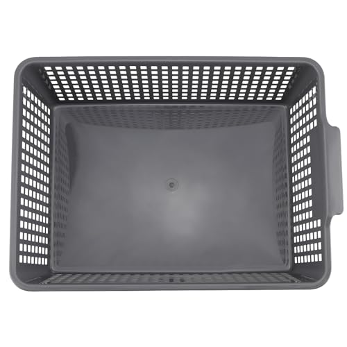 3 Pack Large Plastic Storage Baskets, 14.3 x 10.2 x 5.7 Inch Grey Storage Bins, Stackable Plastic Woven Basket Organizer Tray for Pantry Organization