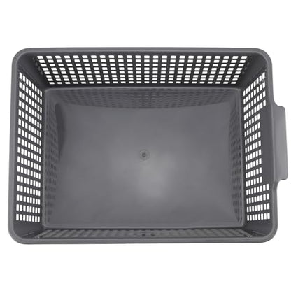 3 Pack Large Plastic Storage Baskets, 14.3 x 10.2 x 5.7 Inch Grey Storage Bins, Stackable Plastic Woven Basket Organizer Tray for Pantry Organization