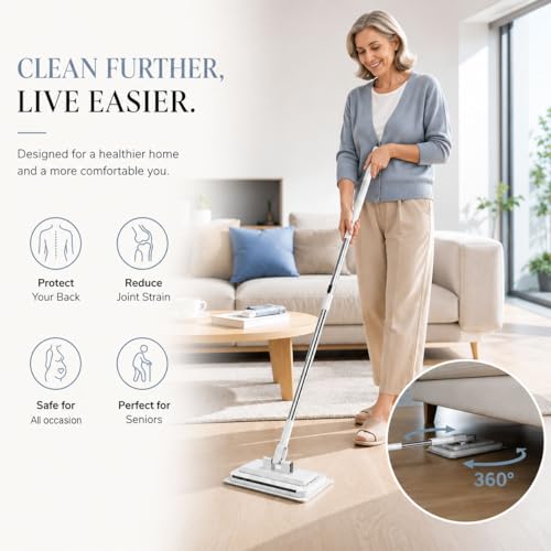 Hands-Free Multi-Purpose Flat Mop, Shark Tooth Triple Grip Built-in Rubber Squeegee for Window One Button Automatic Release Flat Mop Washable Reusable Microfiber Cloth,6×31 in,3 Pack Cloth - color: With 3 Pack Cloth, size: 6×31 in