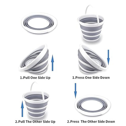 South Bend Components 2.6 Gallons Collapsible Bucket with Handle, Space Saving Design Portable Foldable Water Pail for Indoor/Outdoor, Mop, Boating, Camping, and Fishing (1-Pack)