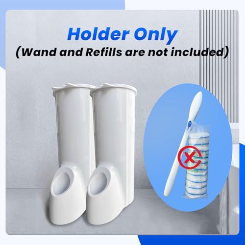 2 Packs Toilet Wand Caddy Holder (Holder Only, No Wand), Disposable Brush Kit, Stand Toilet Cleaning Starter Kit, Wall Mounted Storage Caddy. - color: Pearl White