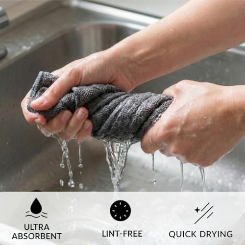 Solyra Barista Towels, 6 Pack, 12 x 12 in, Dark Gray | OEKO-TEX Certified, Barista Microfiber Cloths, Espresso Towels for Steam Wands & Drip Trays - color: Dark Gray