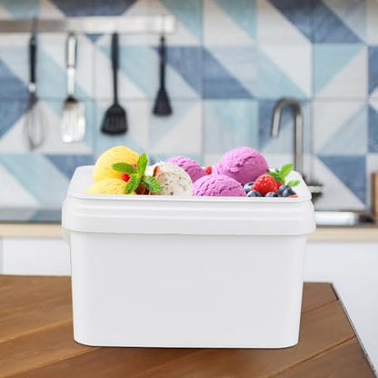4 Pack 2.6 Gallon Small Buckets with Handle, Rectangular Food Grade Pail with Lid, White