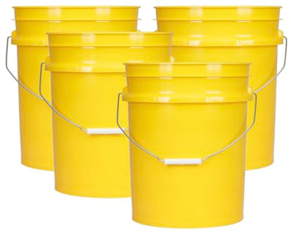 House Naturals 5 Gallon Premium HPDE Plastic Bucket - Made in USA Food Grade Storage Container, BPA Free All Purpose Pail (4, Yellow) - color: Yellow