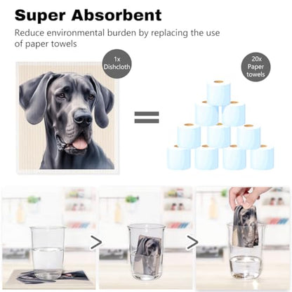 5 Pcs Cute Doggy Swedish Dishcloths, Boxer & Poodle Swedish Dishcloth, Dachshund Dish Cloths for Drying Dishes, Reusable Cleaning Cloths, Dog Lover Gifts for Women - color: Lm 03430