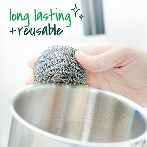 Scotch-Brite Stainless Steel Scrubbers, Ideal for Uncoated Cookware, 16 Scrubbers