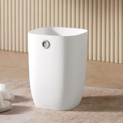 Bathroom Trash Can, Plastic Rectangular Garbage Can with Trash Liner Holder for Bedroom, Living Room, Small Indoor Waste Basket, 7L, White - color: ( New Model ) White