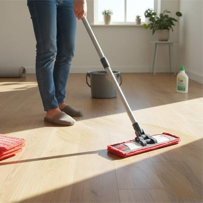 Microfiber Replacement Mop Pad, 18 x 6 Wet & Dry Home & Commercial Cleaning Refills, Reusable Floor Mop Pads, 6 Pack (Red)… - color: Red