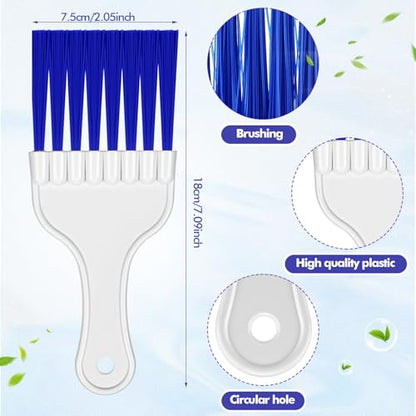 Boao 6 Packs Coil Brush Air Conditioner Condenser Refrigerator Cleaning HVAC Coil Cleaner Small Plastic Whisk Brush (Blue) - color: Blue