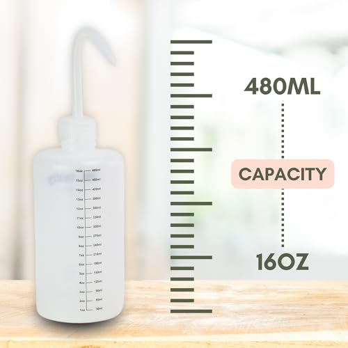 Mossify Squirtr Bottle 480ml – Clear Squirt Water Bottle for Plants, Tattoo, Hair & Labs – Easy Squeeze Plant Waterer with Long Nozzle – Refillable Seedling Watering Can, Wash Bottle - Clear - color: Clear