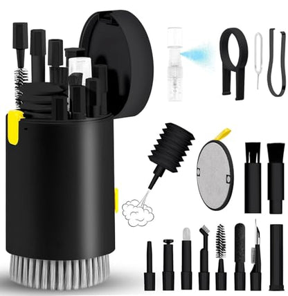 20 in 1 Multifunctional Cleaner Kit fit for Electronic Devices, Keyboard Cleaning Kit, Versatile Computer Screen Cleaning Brush Tool for Smartphone,Earbuds Camera Monitor Tablet (Black)