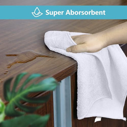HOMEXCEL White Cleaning Rags 5 Pack, Highly Absorbent Microfiber Cleaning Cloth for Kitchen, Lint Free, Scratch-Free, Reusable Microfiber Towels for House, Window and Glass, Cars, 11.5 X11.5 inch - color: White