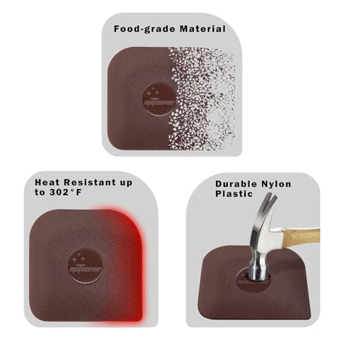 Pan Scraper, 5 Pcs Pot Scraper Plastic, Pot Scraper Non Scratch for Cast Iron, Pot and Pan Cleaning, Sturdy Scraper Kitchen Tool - color: Brown, size: 5 Pcs