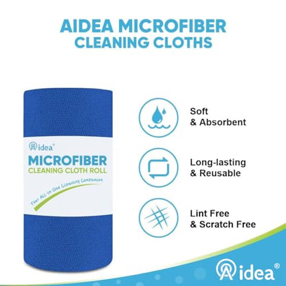AIDEA Microfiber Cleaning Cloth Roll, 50PK, Reusable Paper Towels Tear Away Cloth, Microfiber Towels Washable Shop Rags, Lint Free Cleaning Rags for House, Kitchen, Window, 11.5"×11.5", Dark Blue - color: Dark Blue